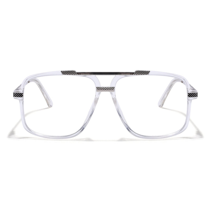 EyeJack Titex Transparent & Silver Wayfarer Eyeglasses for Men & Women (18907CL309-C7)