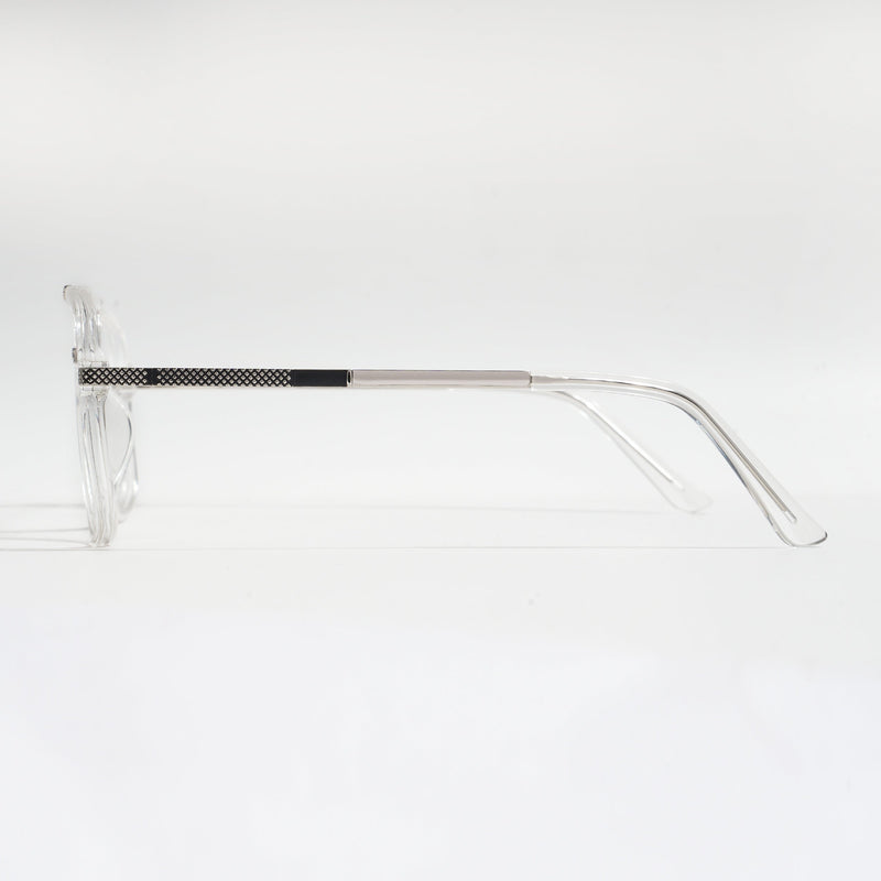 EyeJack Titex Transparent & Silver Wayfarer Eyeglasses for Men & Women (18907CL309-C7)