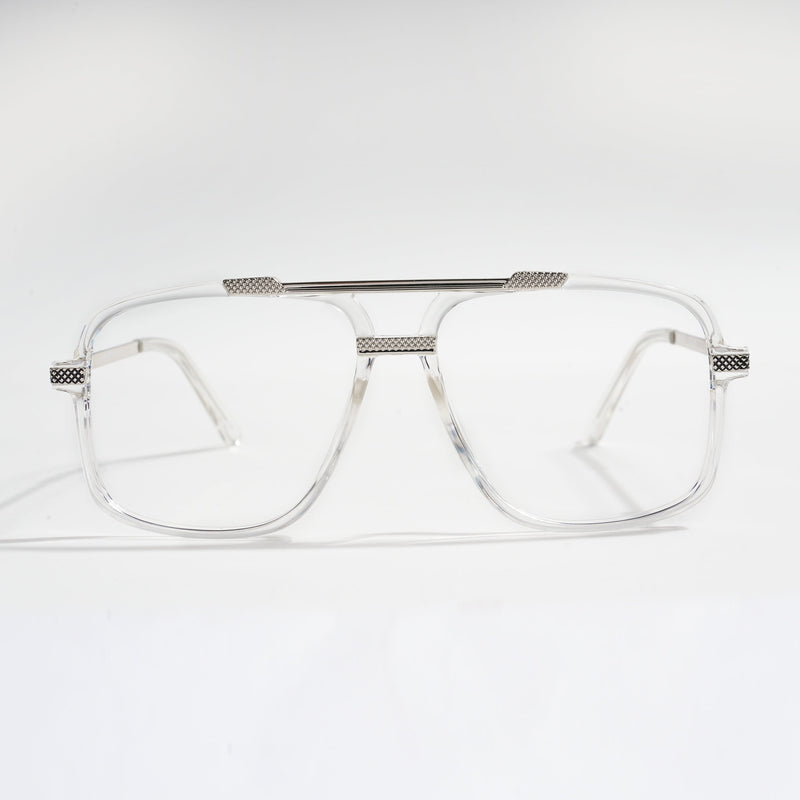 EyeJack Titex Transparent & Silver Wayfarer Eyeglasses for Men & Women (18907CL309-C7)