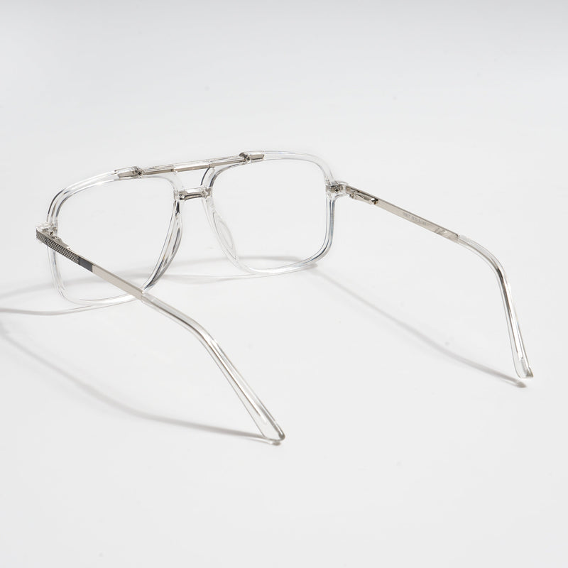 EyeJack Titex Transparent & Silver Wayfarer Eyeglasses for Men & Women (18907CL309-C7)