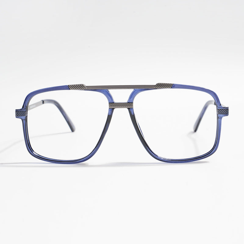 EyeJack Titex Blue & Grey Wayfarer Eyeglasses for Men & Women (18907CL312-C10)