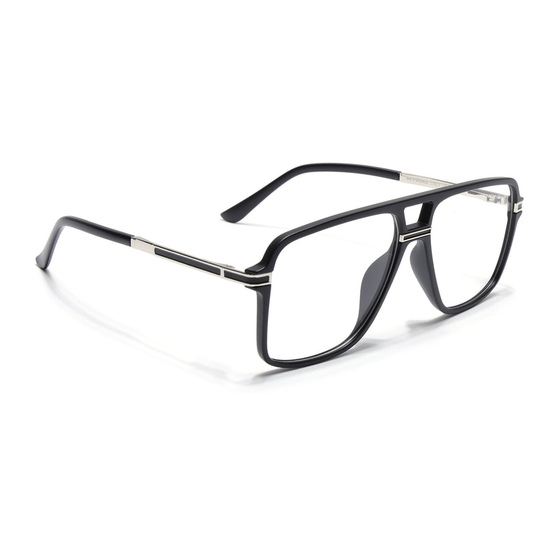 EyeJack Titex Matt Black & Silver Wayfarer Eyeglasses for Men & Women (18908CL314-C1)