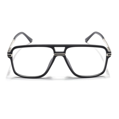 EyeJack Titex Matt Black & Silver Wayfarer Eyeglasses for Men & Women (18908CL314-C1)