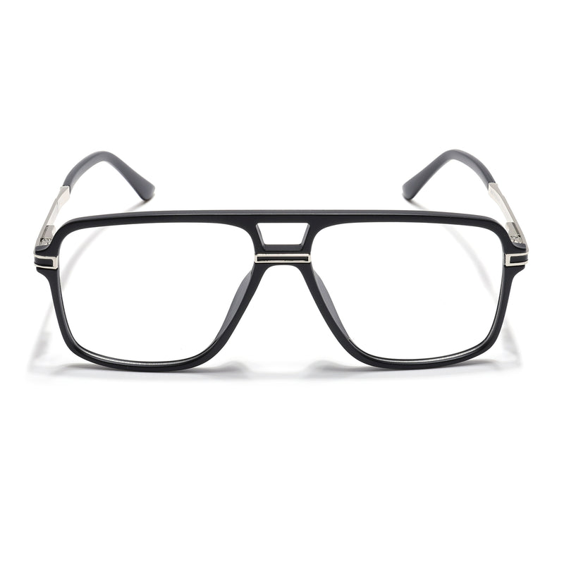 EyeJack Titex Matt Black & Silver Wayfarer Eyeglasses for Men & Women (18908CL314-C1)