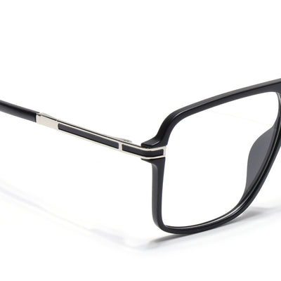 EyeJack Titex Matt Black & Silver Wayfarer Eyeglasses for Men & Women (18908CL314-C1)