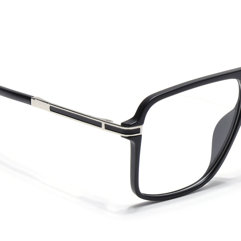 EyeJack Titex Matt Black & Silver Wayfarer Eyeglasses for Men & Women (18908CL314-C1)