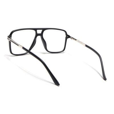 EyeJack Titex Matt Black & Silver Wayfarer Eyeglasses for Men & Women (18908CL314-C1)