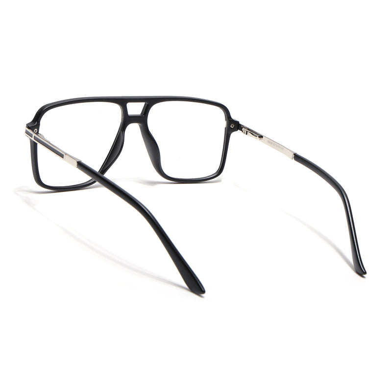 EyeJack Titex Matt Black & Silver Wayfarer Eyeglasses for Men & Women (18908CL314-C1)