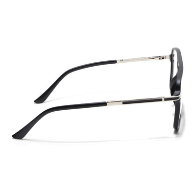 EyeJack Titex Matt Black & Silver Wayfarer Eyeglasses for Men & Women (18908CL314-C1)