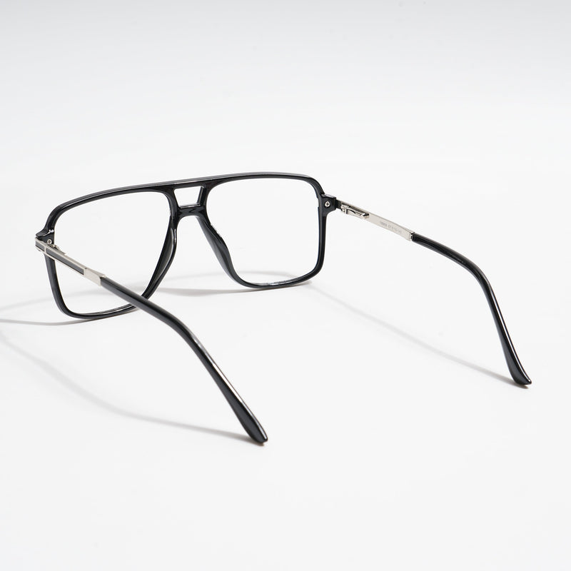 EyeJack Titex Shine Black & Silver Wayfarer Eyeglasses for Men & Women (18908CL315-C2)