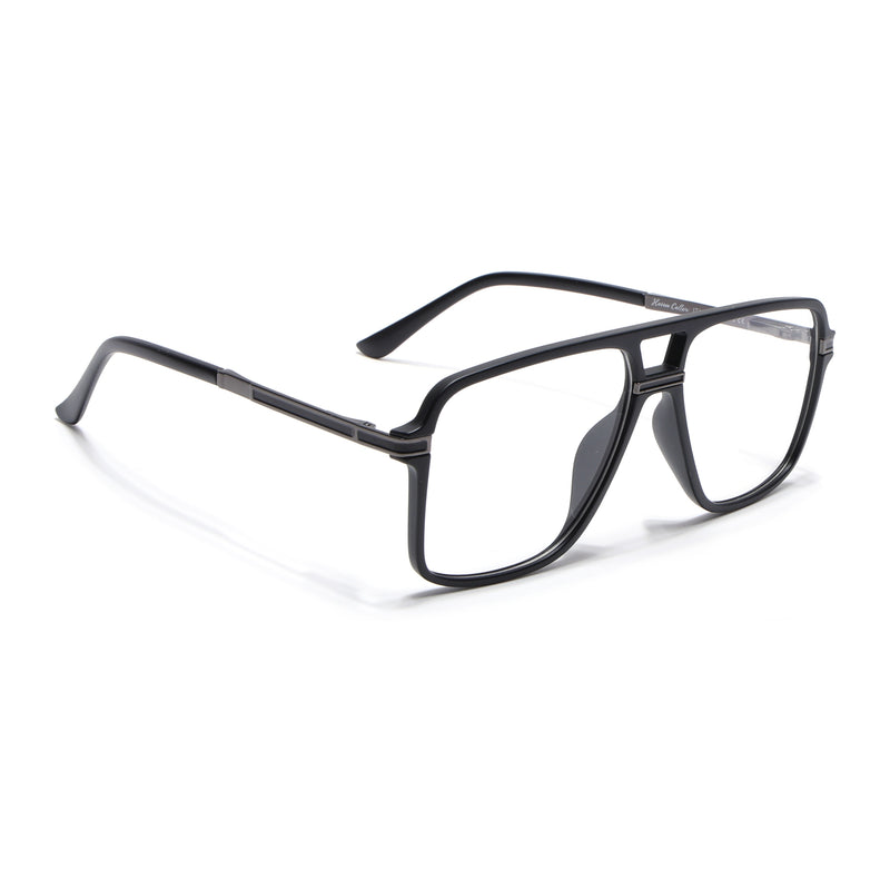 EyeJack Titex Matt Black & Grey Wayfarer Eyeglasses for Men & Women (18908CL317-C4)