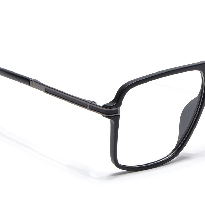 EyeJack Titex Matt Black & Grey Wayfarer Eyeglasses for Men & Women (18908CL317-C4)