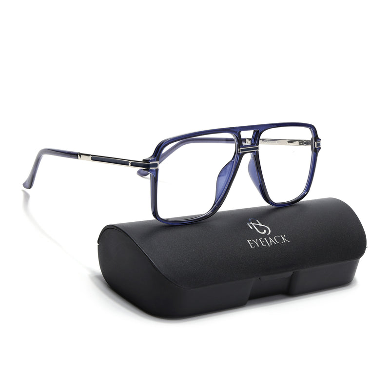 EyeJack Titex Blue Wayfarer Eyeglasses for Men & Women (18908CL323-C10)