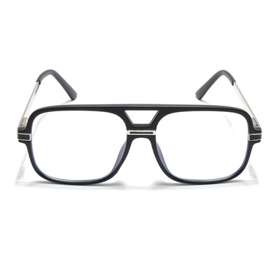EyeJack Titex Matt Black & Silver Wayfarer Eyeglasses for Men & Women (18909CL325-C1)