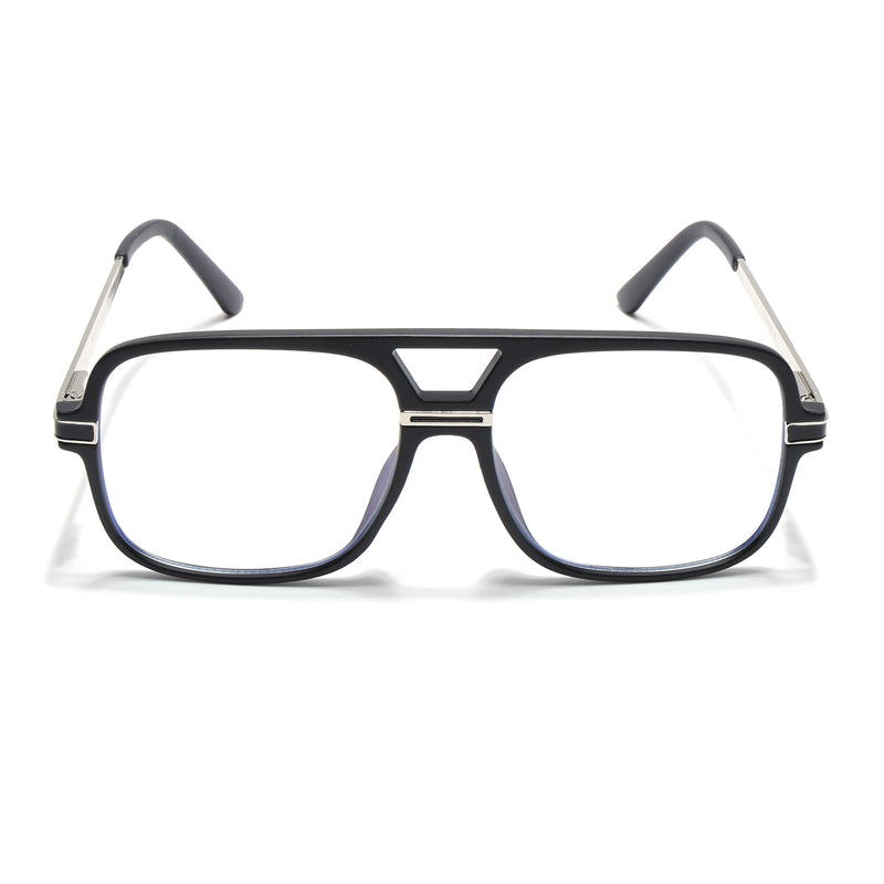 EyeJack Titex Matt Black & Silver Wayfarer Eyeglasses for Men & Women (18909CL325-C1)