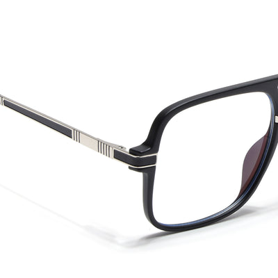 EyeJack Titex Matt Black & Silver Wayfarer Eyeglasses for Men & Women (18909CL325-C1)