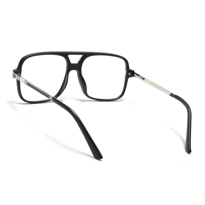 EyeJack Titex Matt Black & Silver Wayfarer Eyeglasses for Men & Women (18909CL325-C1)