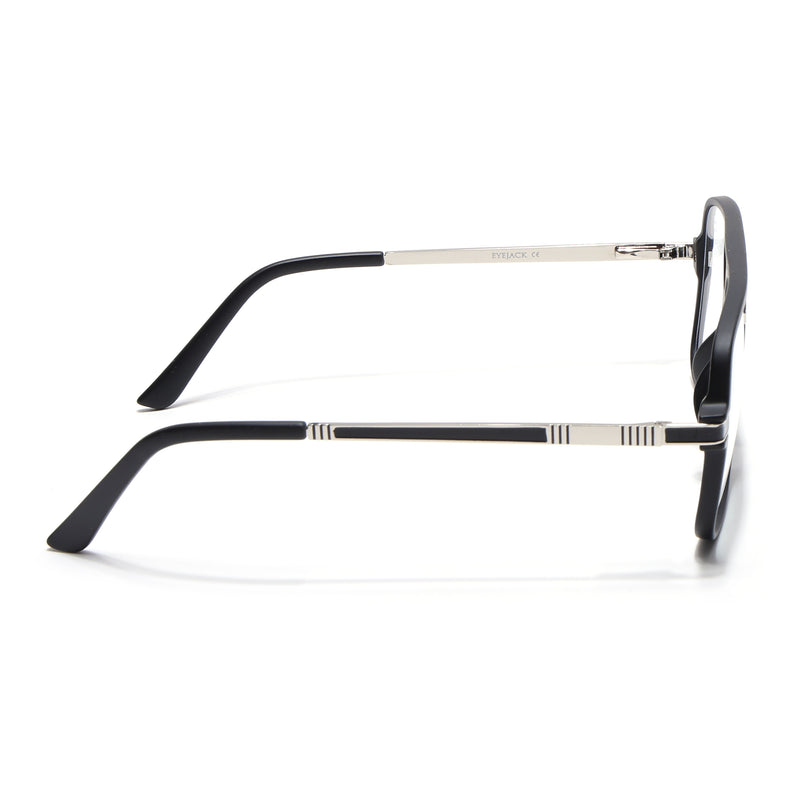 EyeJack Titex Matt Black & Silver Wayfarer Eyeglasses for Men & Women (18909CL325-C1)