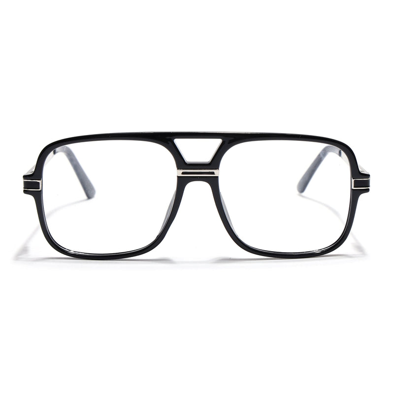 EyeJack Titex Shine Black & Silver Wayfarer Eyeglasses for Men & Women (18909CL326-C2)