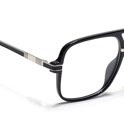EyeJack Titex Shine Black & Silver Wayfarer Eyeglasses for Men & Women (18909CL326-C2)