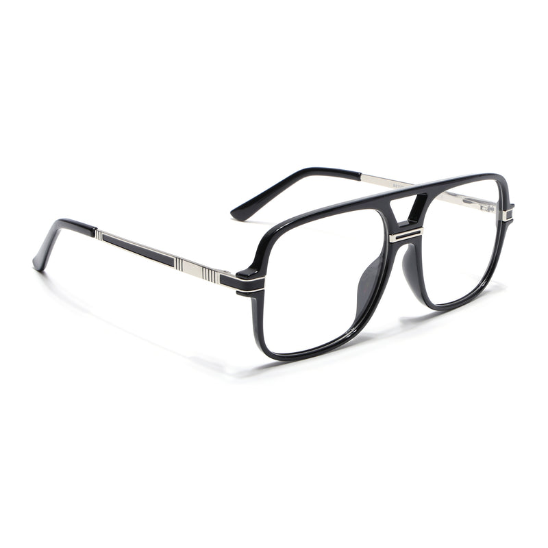 EyeJack Titex Shine Black & Silver Wayfarer Eyeglasses for Men & Women (18909CL326-C2)