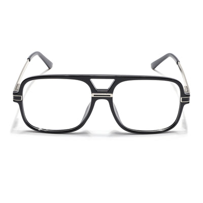 EyeJack Titex Shine Black & Silver Wayfarer Eyeglasses for Men & Women (18909CL326-C2)