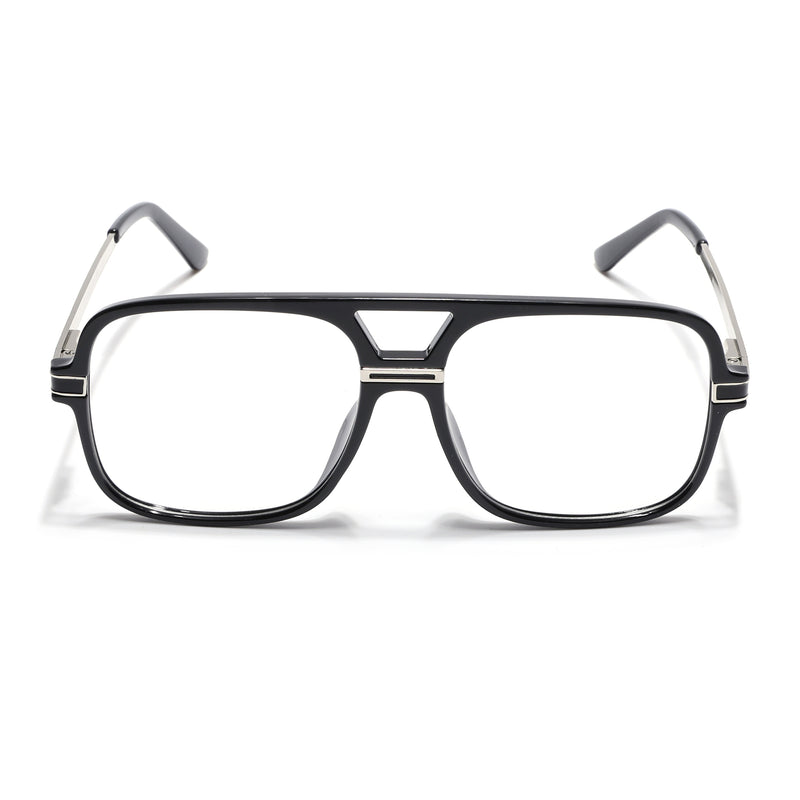EyeJack Titex Shine Black & Silver Wayfarer Eyeglasses for Men & Women (18909CL326-C2)