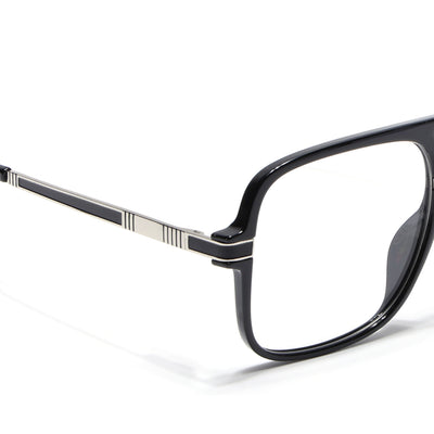 EyeJack Titex Shine Black & Silver Wayfarer Eyeglasses for Men & Women (18909CL326-C2)