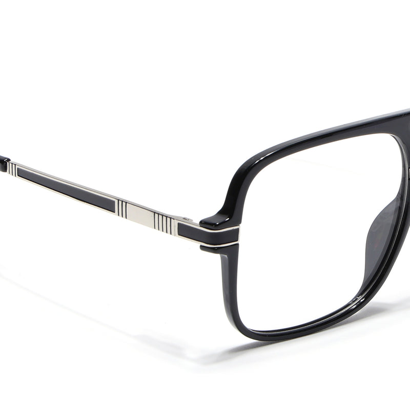 EyeJack Titex Shine Black & Silver Wayfarer Eyeglasses for Men & Women (18909CL326-C2)