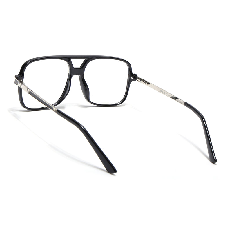 EyeJack Titex Shine Black & Silver Wayfarer Eyeglasses for Men & Women (18909CL326-C2)