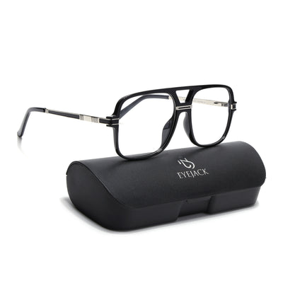 EyeJack Titex Shine Black & Silver Wayfarer Eyeglasses for Men & Women (18909CL326-C2)