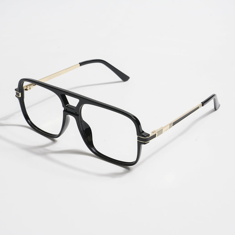EyeJack Titex Shine Black & Golden Wayfarer Eyeglasses for Men & Women (18909CL327-C3)