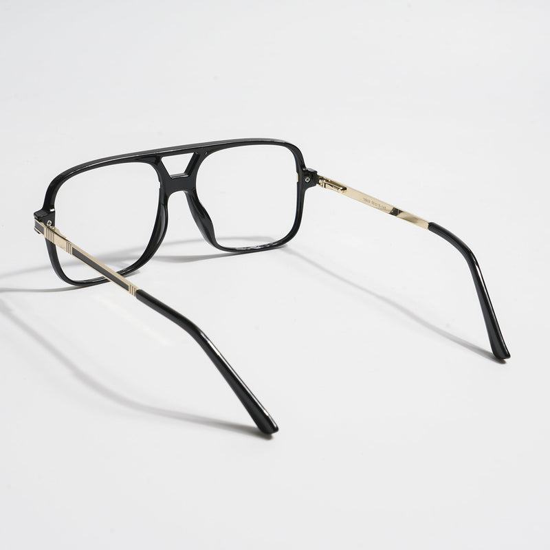 EyeJack Titex Shine Black & Golden Wayfarer Eyeglasses for Men & Women (18909CL327-C3)