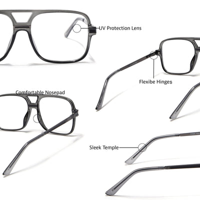 EyeJack Titex Shine Grey Wayfarer Eyeglasses for Men & Women (18909CL329-C5)