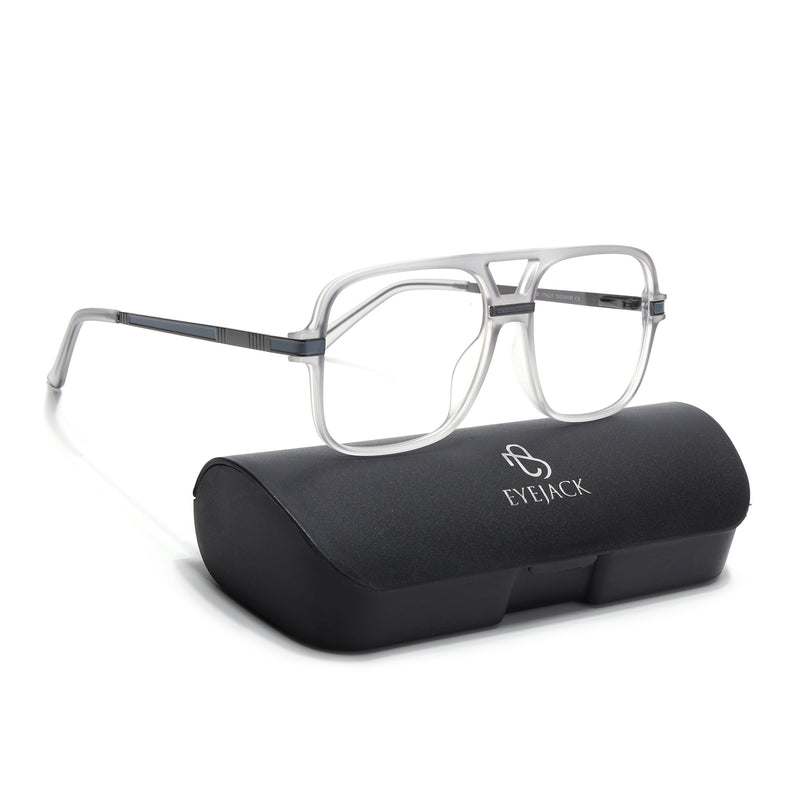 EyeJack Titex Matt Grey Wayfarer Eyeglasses for Men & Women (18909CL330-C6)