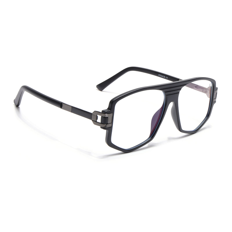 EyeJack Titex Matt Black & Grey Wayfarer Eyeglasses for Men & Women (18910CL339-C4)