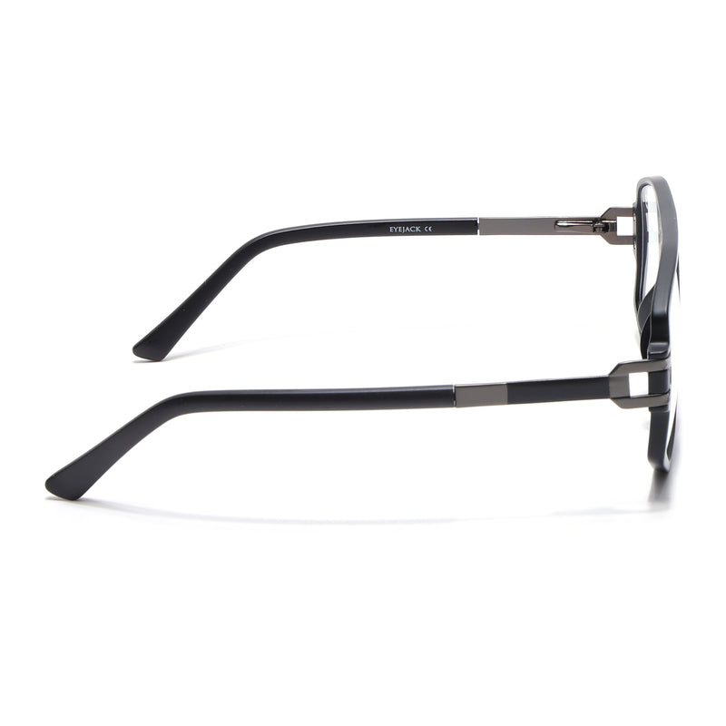 EyeJack Titex Matt Black & Grey Wayfarer Eyeglasses for Men & Women (18910CL339-C4)