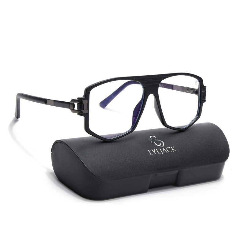 EyeJack Titex Matt Black & Grey Wayfarer Eyeglasses for Men & Women (18910CL339-C4)