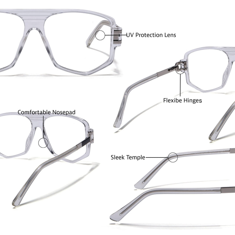 EyeJack Titex Transparent Wayfarer Eyeglasses for Men & Women (18910CL342-C7)