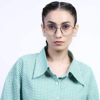 Eyejack Aura Grey & Silver Wayfarer Eyeglasses for Men & Women (19001FCL1947-C2)
