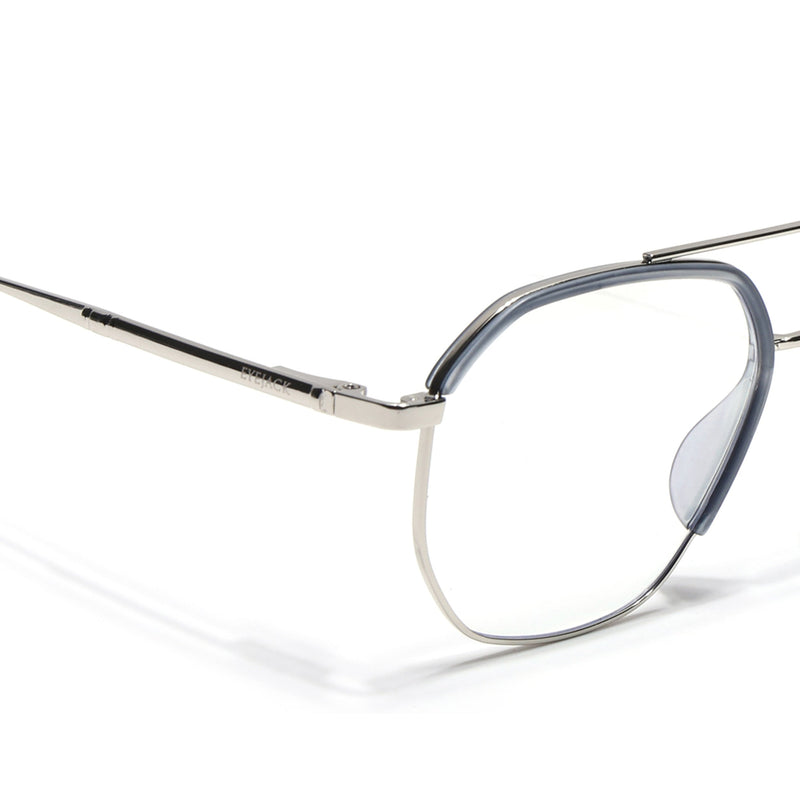 Eyejack Aura Light Grey & Silver Wayfarer Eyeglasses for Men & Women (19001FCL1948-C3)