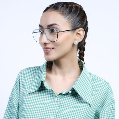 Eyejack Aura Sky Blue & Grey Wayfarer Eyeglasses for Men & Women (19001FCL1949-C4)