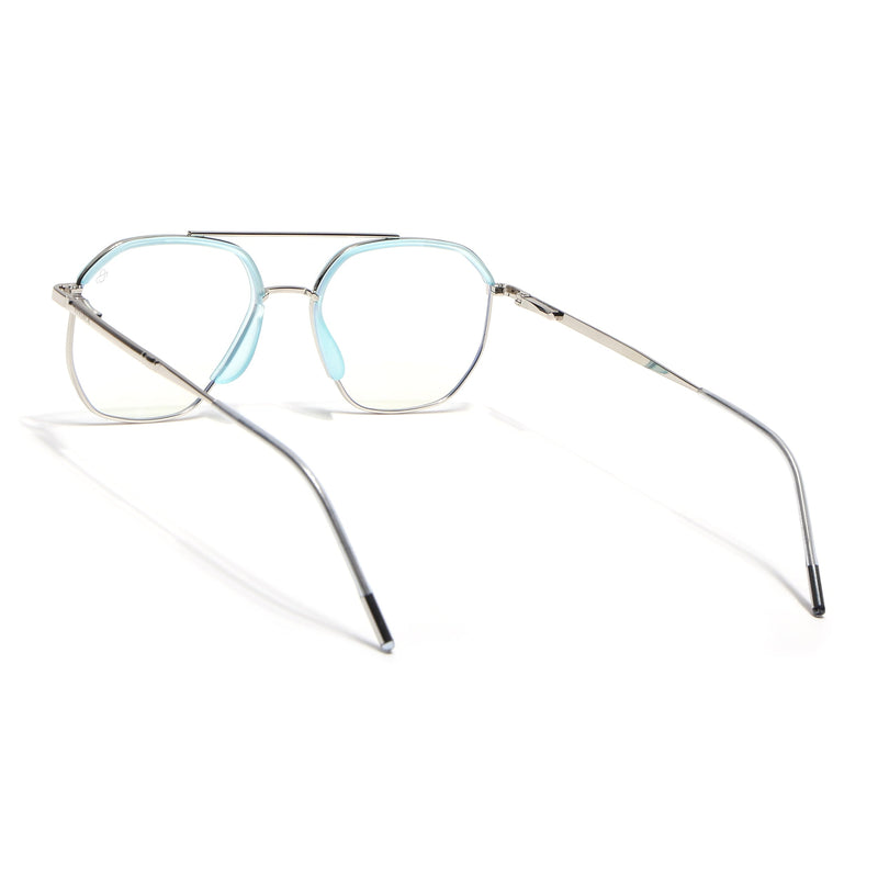 Eyejack Aura Sea Green & Silver Wayfarer Eyeglasses for Men & Women (19001FCL1950-C5)