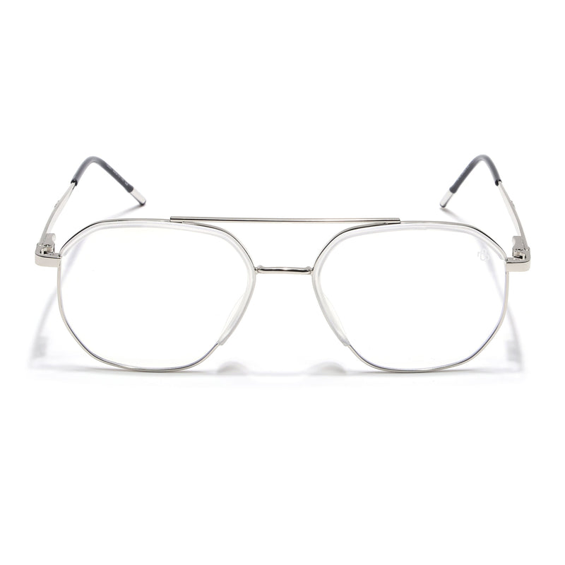 Eyejack Aura Silver & Transparent Wayfarer Eyeglasses for Men & Women (19001FCL1951-C6)