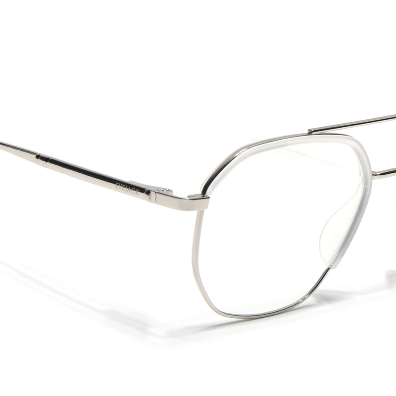 Eyejack Aura Silver & Transparent Wayfarer Eyeglasses for Men & Women (19001FCL1951-C6)