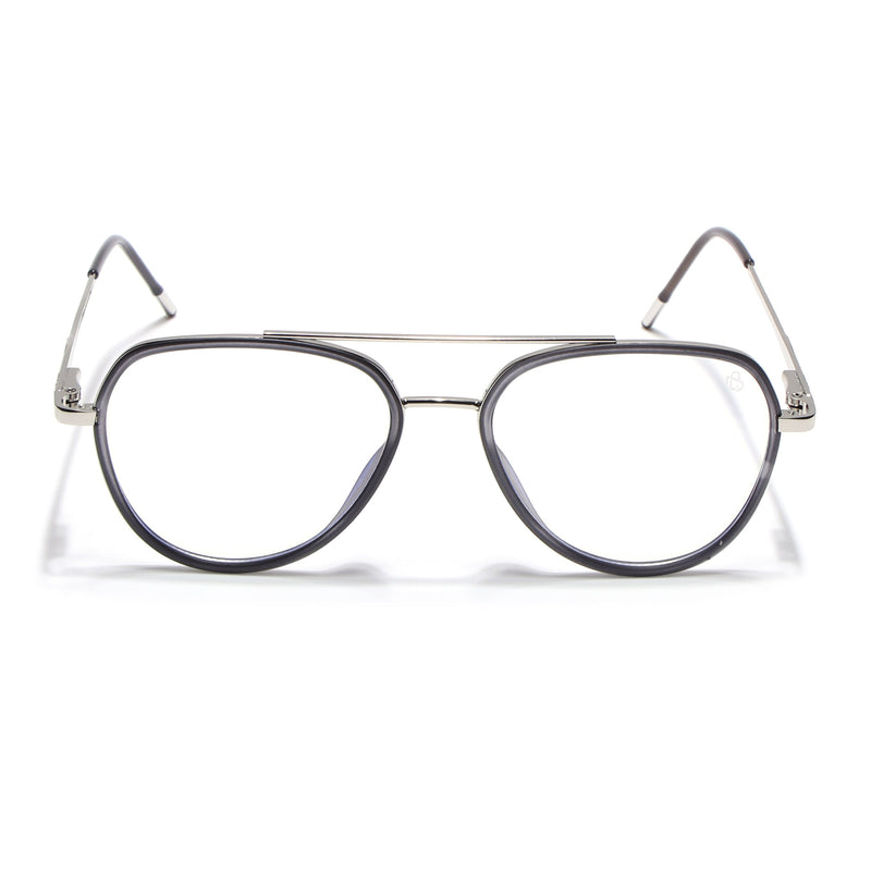 Eyejack Aura Grey & Silver Wayfarer Eyeglasses for Men & Women (19002FCL1953-C2)