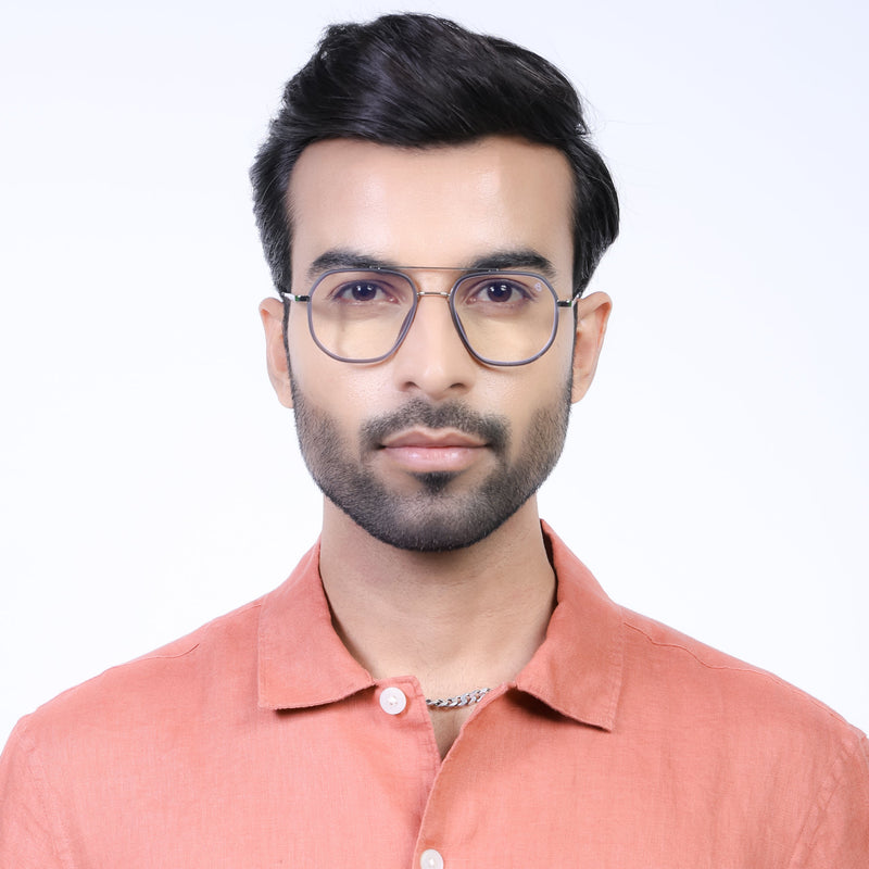 Eyejack Aura Grey & Silver Wayfarer Eyeglasses for Men & Women (19003FCL1959-C2)