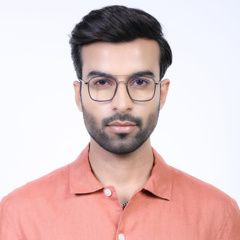 Eyejack Aura Grey & Silver Wayfarer Eyeglasses for Men & Women (19004FCL1965-C2)