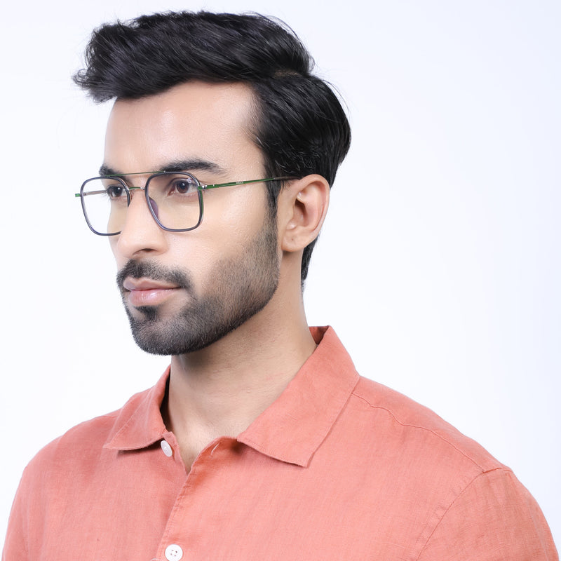 Eyejack Aura Grey & Silver Wayfarer Eyeglasses for Men & Women (19004FCL1965-C2)