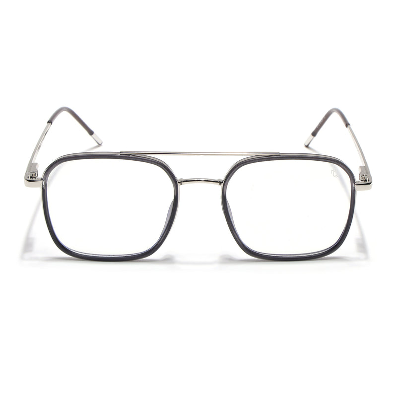Eyejack Aura Grey & Silver Wayfarer Eyeglasses for Men & Women (19004FCL1965-C2)